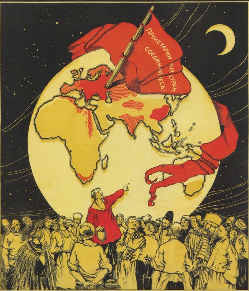 Самый откровенный плакат "Великой Революции".В угоду цветному интернационалу истекающая кровью Россия.Лозунги интернационализации никто не отменял.